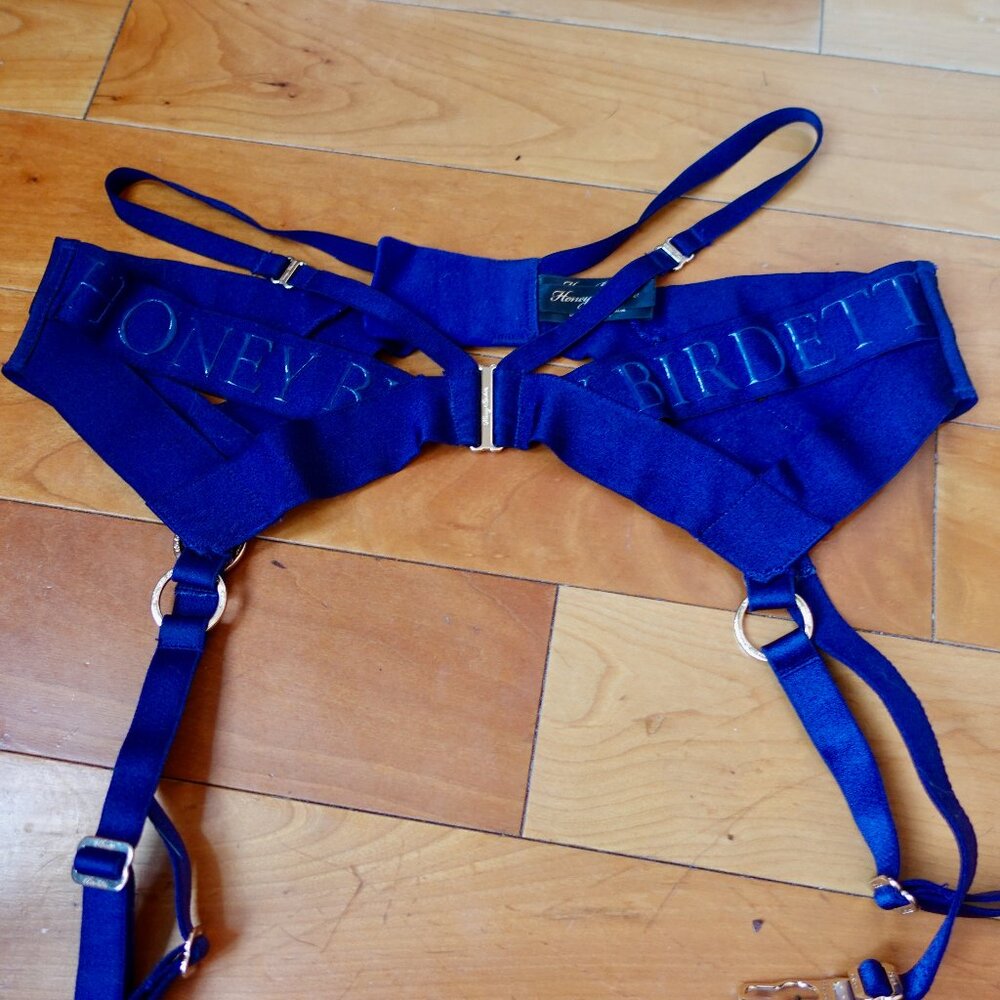 Honey Birdette Elvis navy garter belt - size M